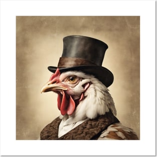 Victorian Chicken Portrait Artistic Gift Fashion Chicken Style Posters and Art